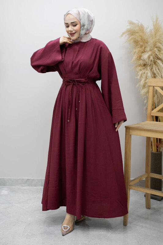 Çift Bağlamalı Pensli Elbise TSD260185 Fuşya - 3