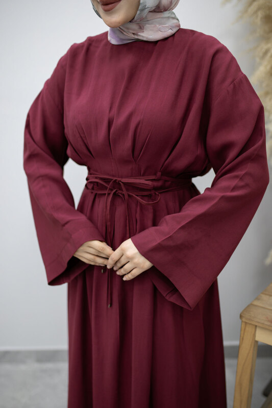 Çift Bağlamalı Pensli Elbise TSD260185 Fuşya - 4