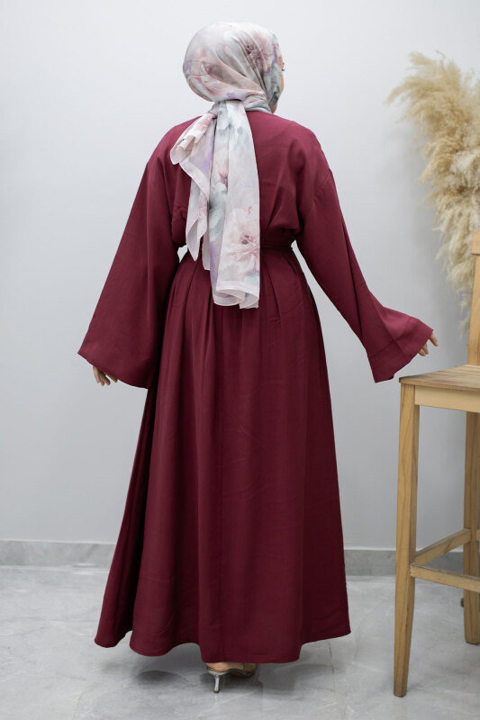 Çift Bağlamalı Pensli Elbise TSD260185 Fuşya - 6