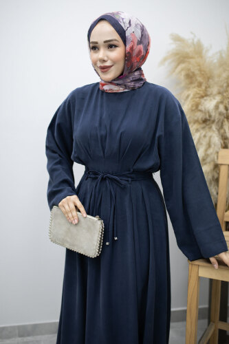 Çift Bağlamalı Pensli Elbise TSD260185 Lacivert - 2