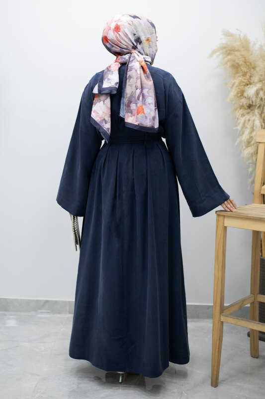 Çift Bağlamalı Pensli Elbise TSD260185 Lacivert - 6