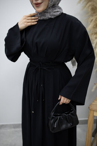 Çift Bağlamalı Pensli Elbise TSD260185 Siyah - 4