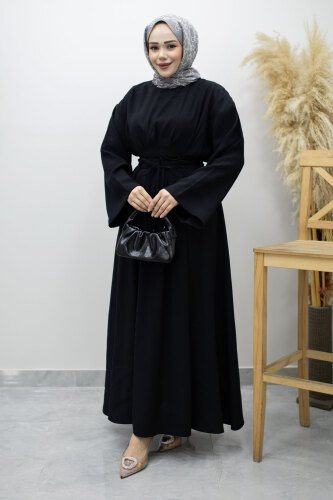 Çift Bağlamalı Pensli Elbise TSD260185 Siyah - 5