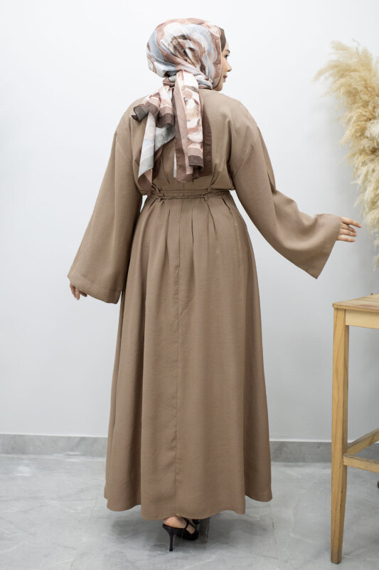 Çift Bağlamalı Pensli Elbise TSD260185 Vizon - 6