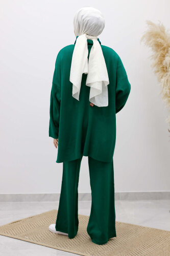 Çift Cepli Boğazlı Triko Takım TSD260109 Zümrüt Yeşili - 6