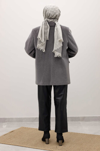 Çift Düğmeli Alpaka Ceket TSD250244 Gri - 6