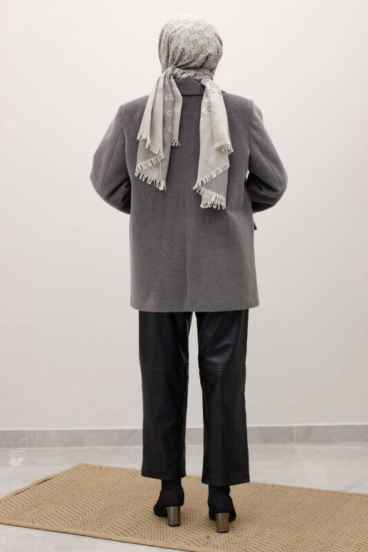 Çift Düğmeli Alpaka Ceket TSD250244 Gri - 6
