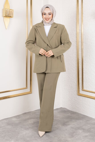 Çift Yakalı Blazer Ceket TSD250173 Haki - 4
