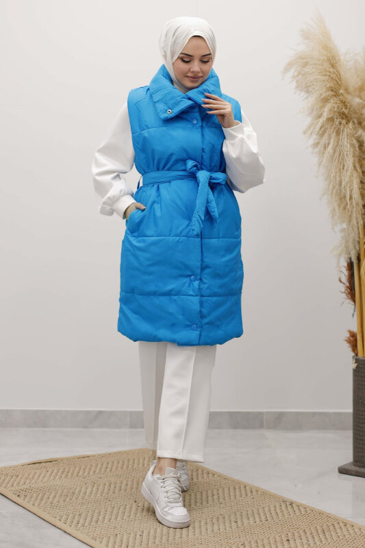 Çıtçıtlı Şişme Yelek TSD260125 Mavi - Tesettür Dünyası