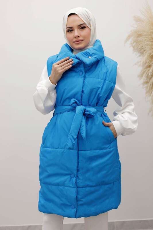 Çıtçıtlı Şişme Yelek TSD260125 Mavi - Tesettür Dünyası (1)