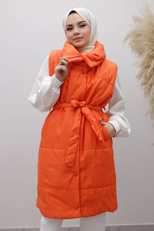 Çıtçıtlı Şişme Yelek TSD260125 Turuncu - Tesettür Dünyası (1)