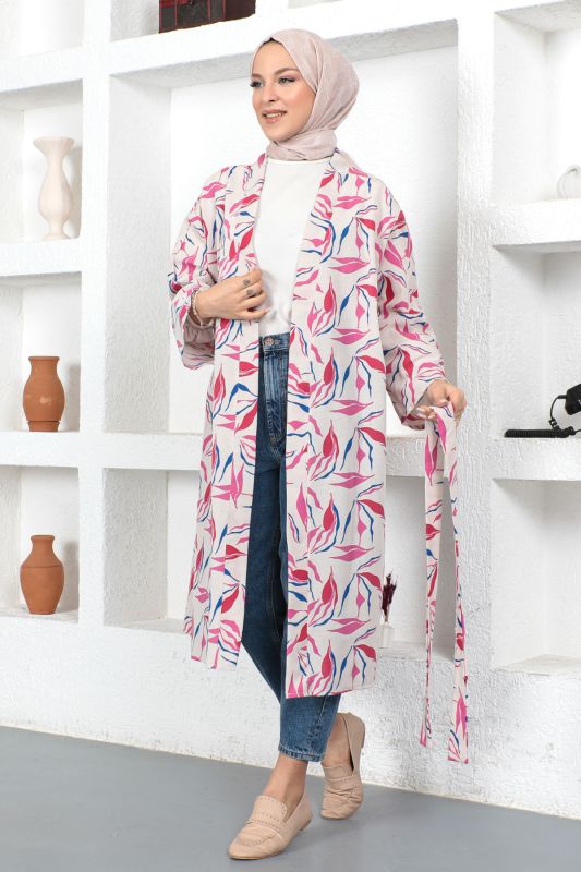 Dal Desenli Kimono TSD230426 Pembe - 1