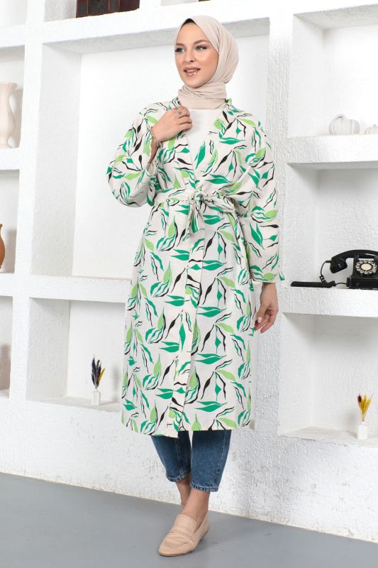 Dal Desenli Kimono TSD230426 Yeşil - 4