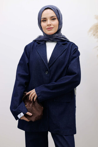 Denim Blazer Takım TSD260105 Koyu Mavi - 2