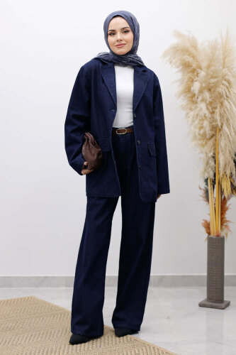 Denim Blazer Takım TSD260105 Koyu Mavi - 3