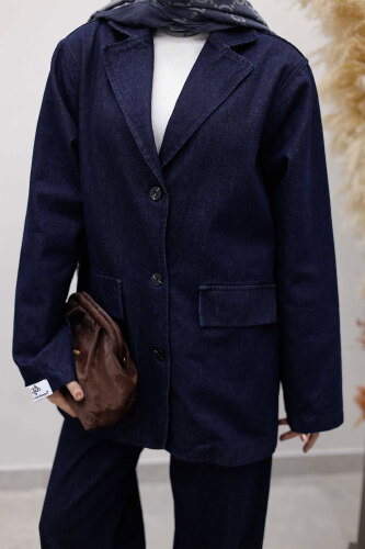 Denim Blazer Takım TSD260105 Koyu Mavi - 4