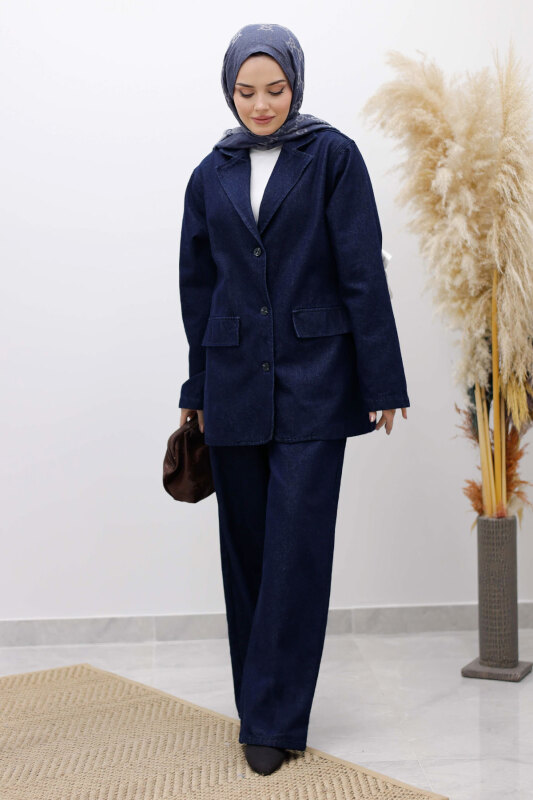Denim Blazer Takım TSD260105 Koyu Mavi - 5