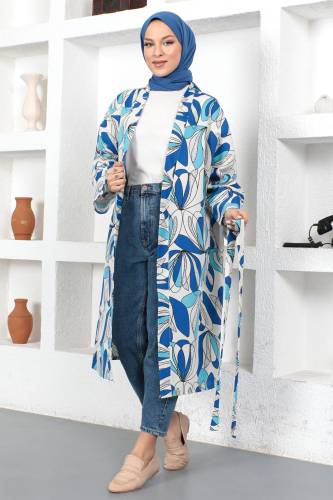 Desenli Kimono TSD230428 Mavi - 4