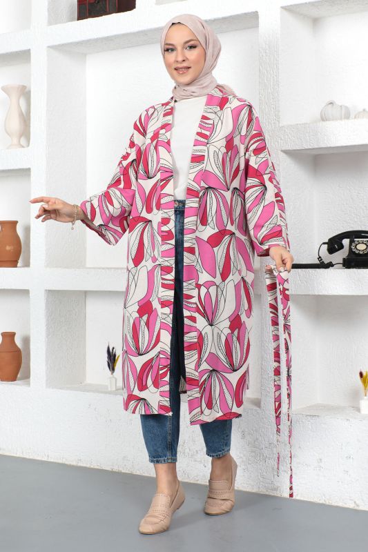 Desenli Kimono TSD230428 Pembe - 1