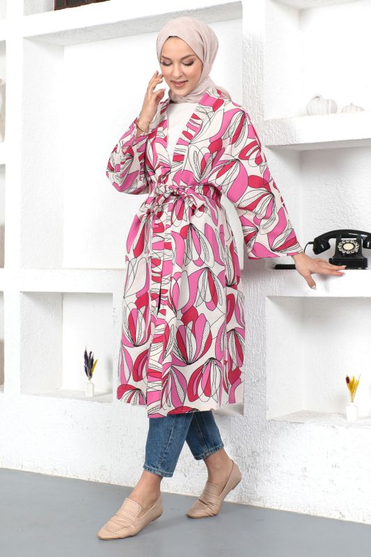 Desenli Kimono TSD230428 Pembe - 4