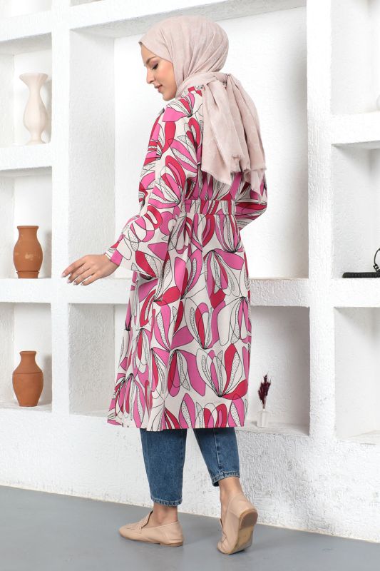 Desenli Kimono TSD230428 Pembe - 5