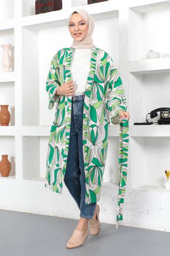 Desenli Kimono TSD230428 Yeşil - 1