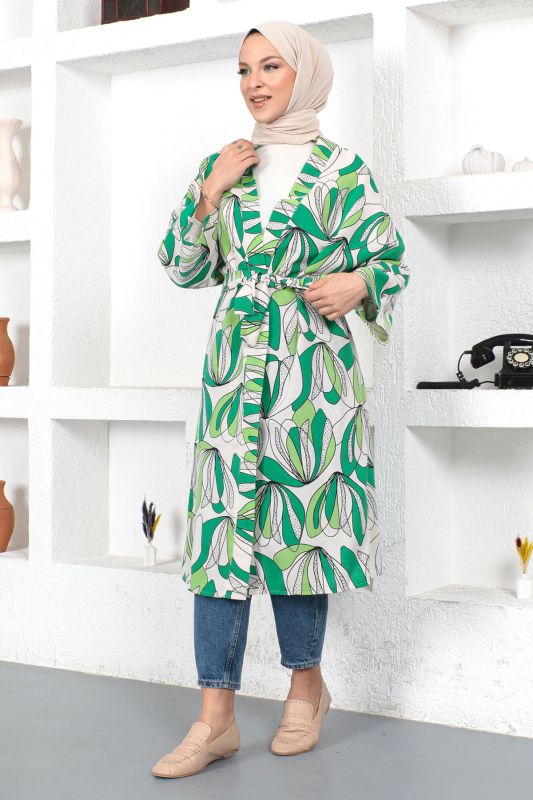 Desenli Kimono TSD230428 Yeşil - 4