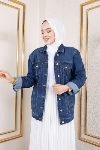 Cepli Denim Ceket TSD250177 Koyu Mavi - 2