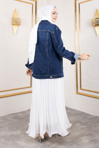 Cepli Denim Ceket TSD250177 Koyu Mavi - 5