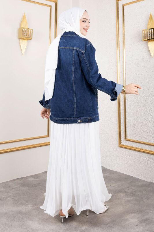 Cepli Denim Ceket TSD250177 Koyu Mavi - 5