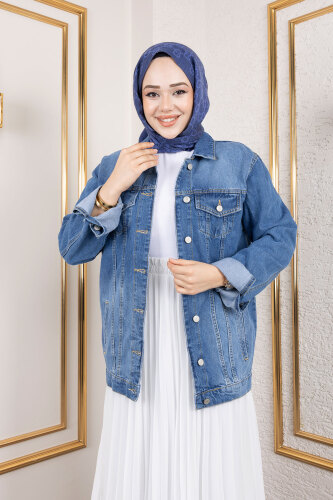 Cepli Denim Ceket TSD250177 Mavi - 2