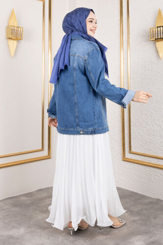 Cepli Denim Ceket TSD250177 Mavi - 5