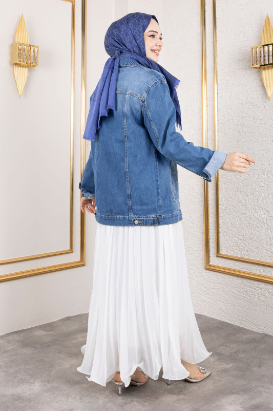 Cepli Denim Ceket TSD250177 Mavi - 5