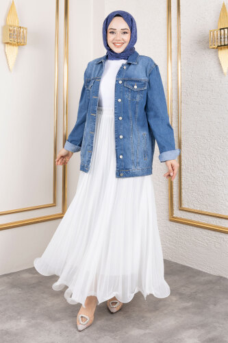 Cepli Denim Ceket TSD250177 Mavi - 3