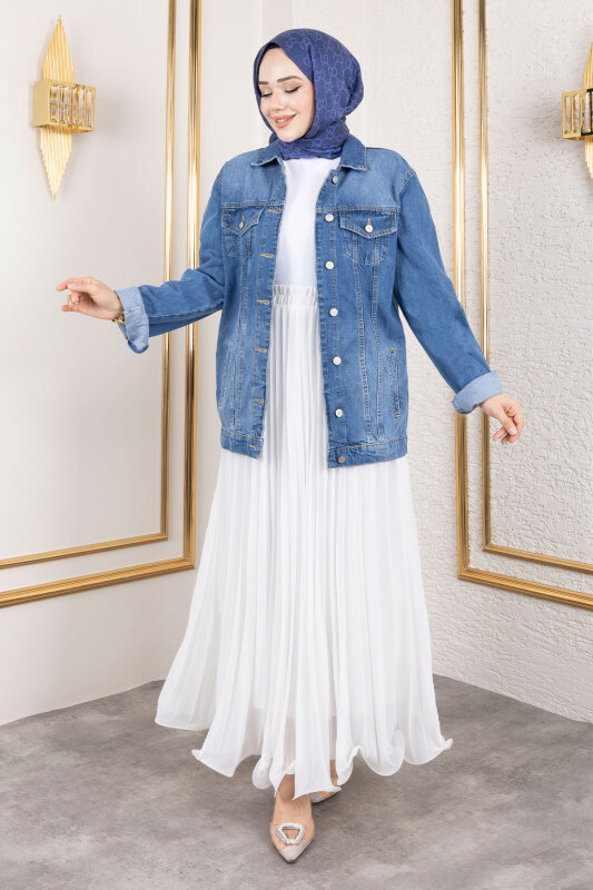 Cepli Denim Ceket TSD250177 Mavi - 4