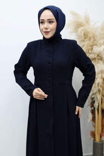 Düğmeli Hakim Yaka Ferace TSD260141 Lacivert - 2