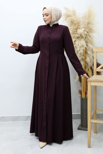 Düğmeli Hakim Yaka Ferace TSD260141 Mürdüm 