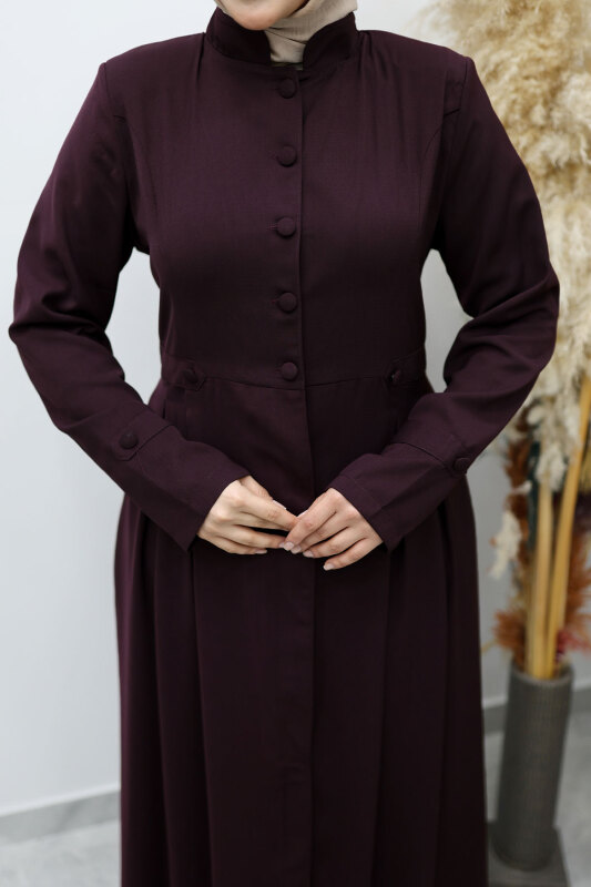 Düğmeli Hakim Yaka Ferace TSD260141 Mürdüm - 4