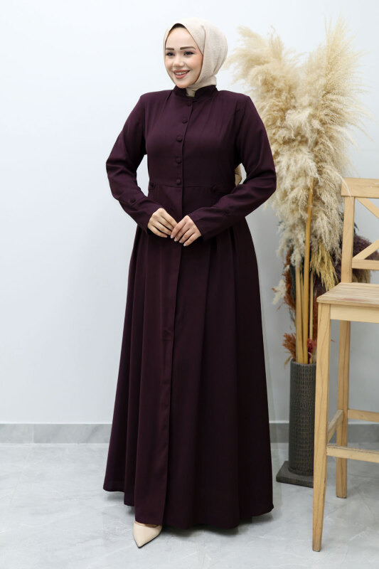 Düğmeli Hakim Yaka Ferace TSD260141 Mürdüm - 5