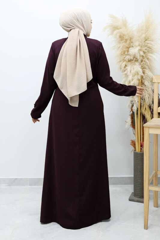 Düğmeli Hakim Yaka Ferace TSD260141 Mürdüm - 6