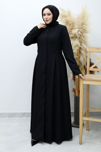 Düğmeli Hakim Yaka Ferace TSD260141 Siyah - 1