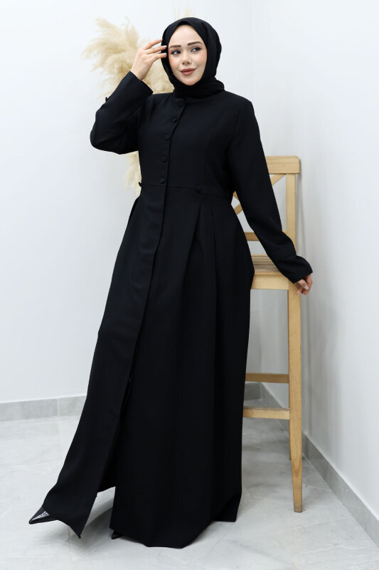 Düğmeli Hakim Yaka Ferace TSD260141 Siyah - 3