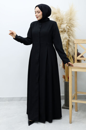 Düğmeli Hakim Yaka Ferace TSD260141 Siyah - 5