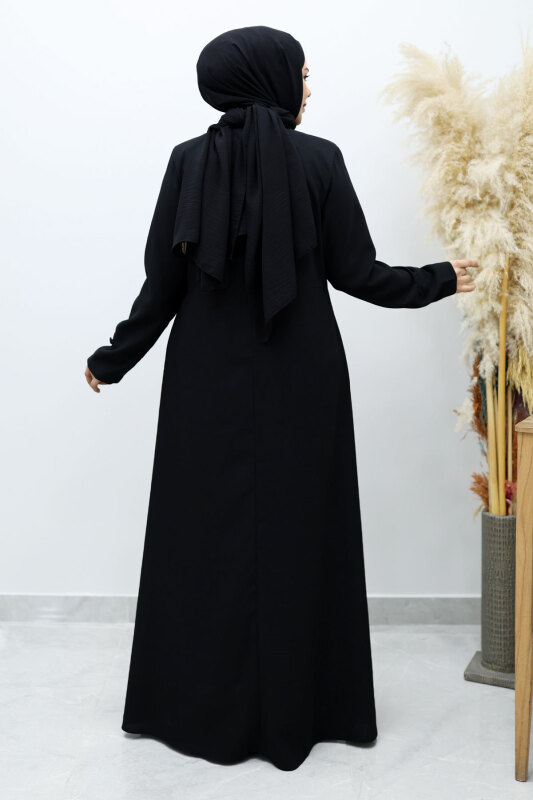 Düğmeli Hakim Yaka Ferace TSD260141 Siyah - 6