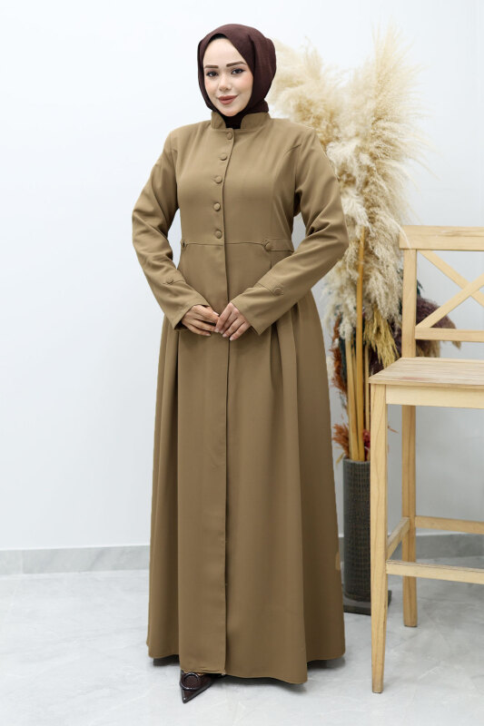 Düğmeli Hakim Yaka Ferace TSD260141 Vizon - 3