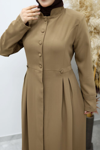 Düğmeli Hakim Yaka Ferace TSD260141 Vizon - 4