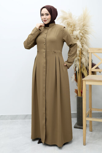 Düğmeli Hakim Yaka Ferace TSD260141 Vizon - 5