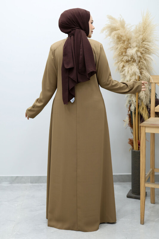 Düğmeli Hakim Yaka Ferace TSD260141 Vizon - 6