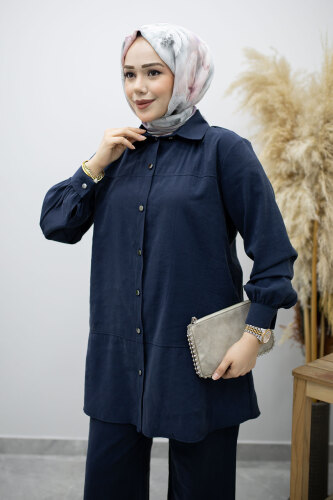 Düğmeli Modal Takım TSD260169 Lacivert - 2