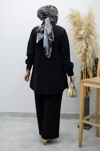 Düğmeli Modal Takım TSD260169 Siyah - 6